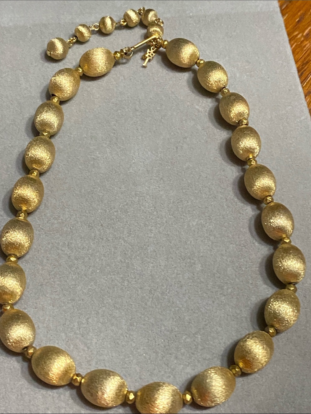 Crown Trifari Textured Gold Bead Necklace